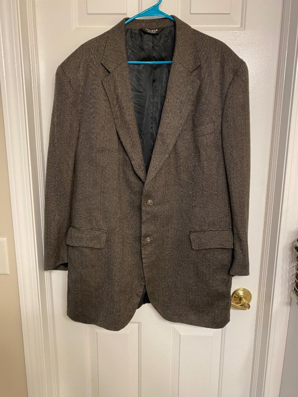 Jos A Bank - 48L - Blazer with distinctive brown and beige herringbone pattern